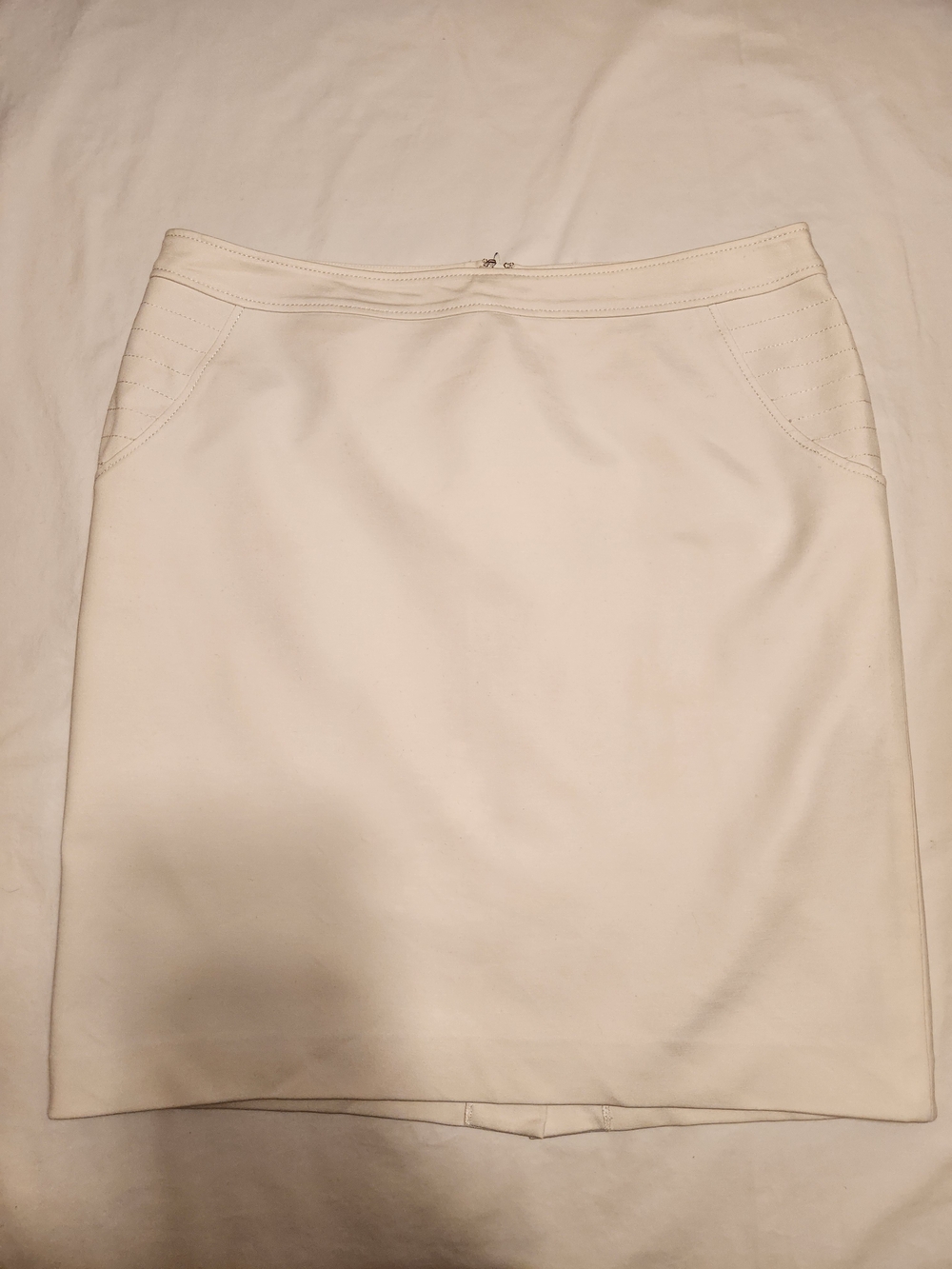 Melanie Lyne Ivory Lined Pencil Skirt Size 14 Shimmer Stitch Detail
